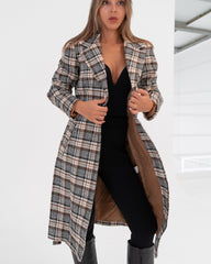 Cappotto a scacchi donna con cintura made in Italy