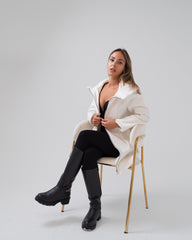 Cappotto bianco donna con cerniera