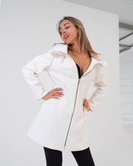 Cappotto bianco donna con cerniera