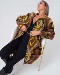 Cappotto donna base marrone multicolor made in Italy