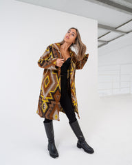 Cappotto donna base marrone multicolor made in Italy