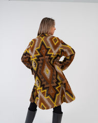 Cappotto donna base marrone multicolor made in Italy