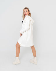 Cappotto donna bianco con cintura made in Italy