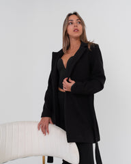 Cappotto donna nero con cintura made in Italy