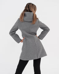 Cappotto grigio donna con cappuccio e cerniera made in Italy