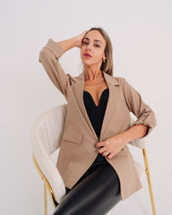 Giacca blazer donna beige made in Italy